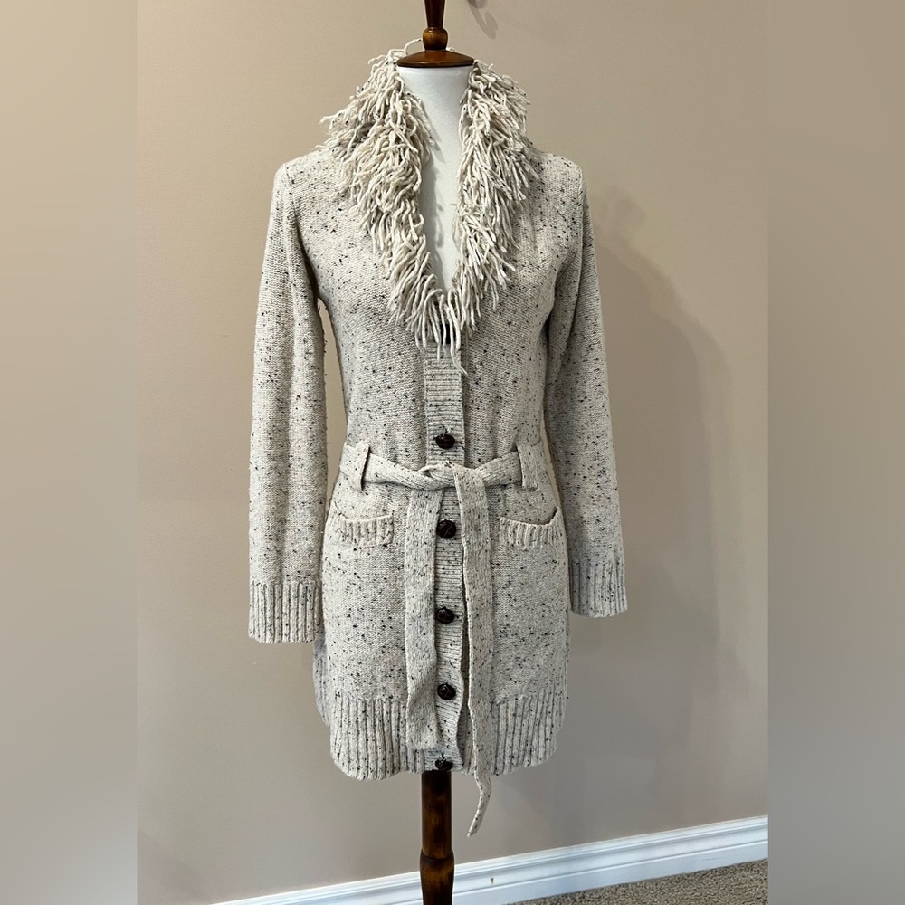 Vintage Wet Seal Penny Lane Cardigan Shag Collar Belted Boho Indie Sweater (11)